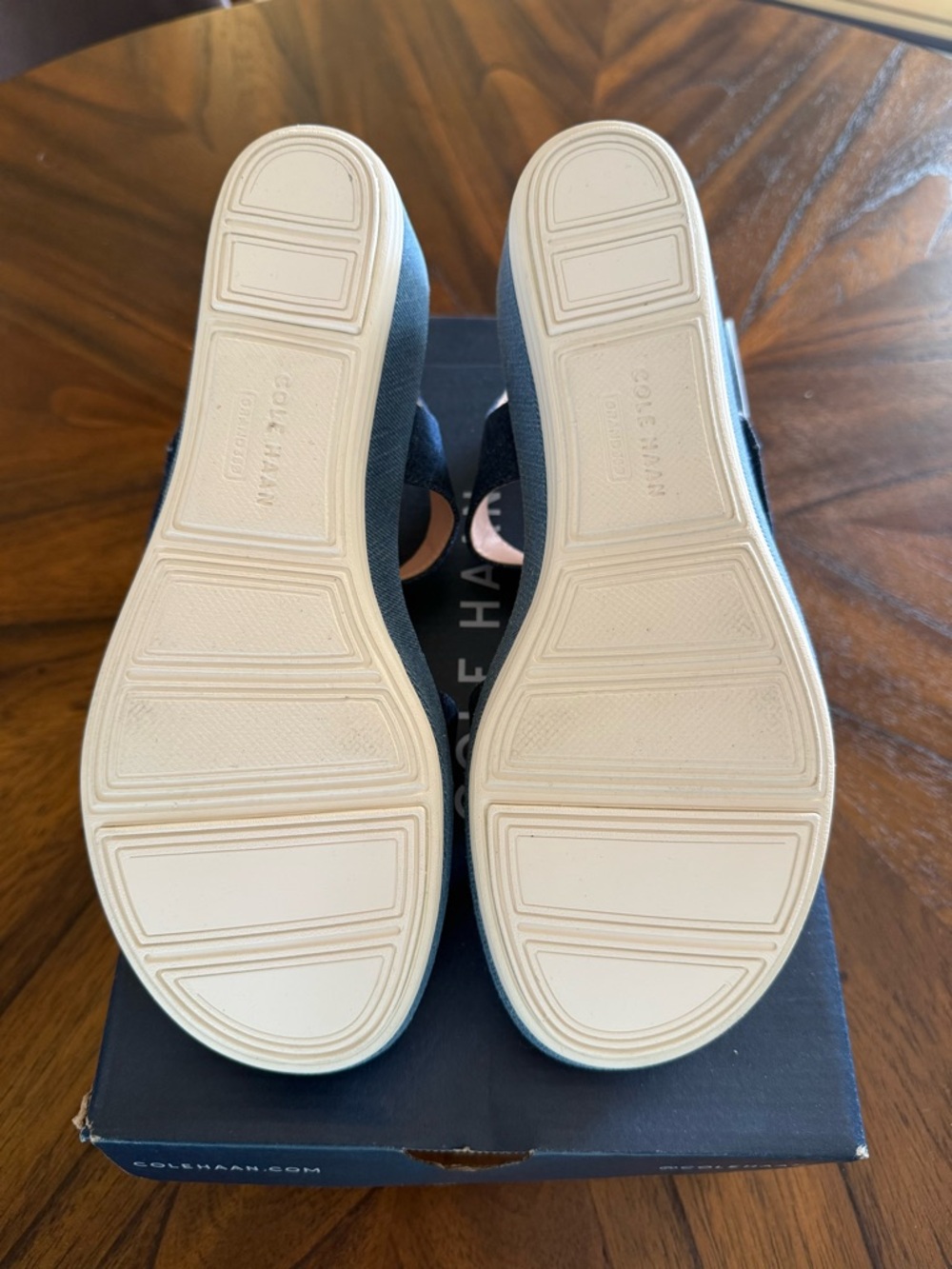 Cole Haan Denim Blue Leather-Trim Strappy Sandals - Picture 5 of 6